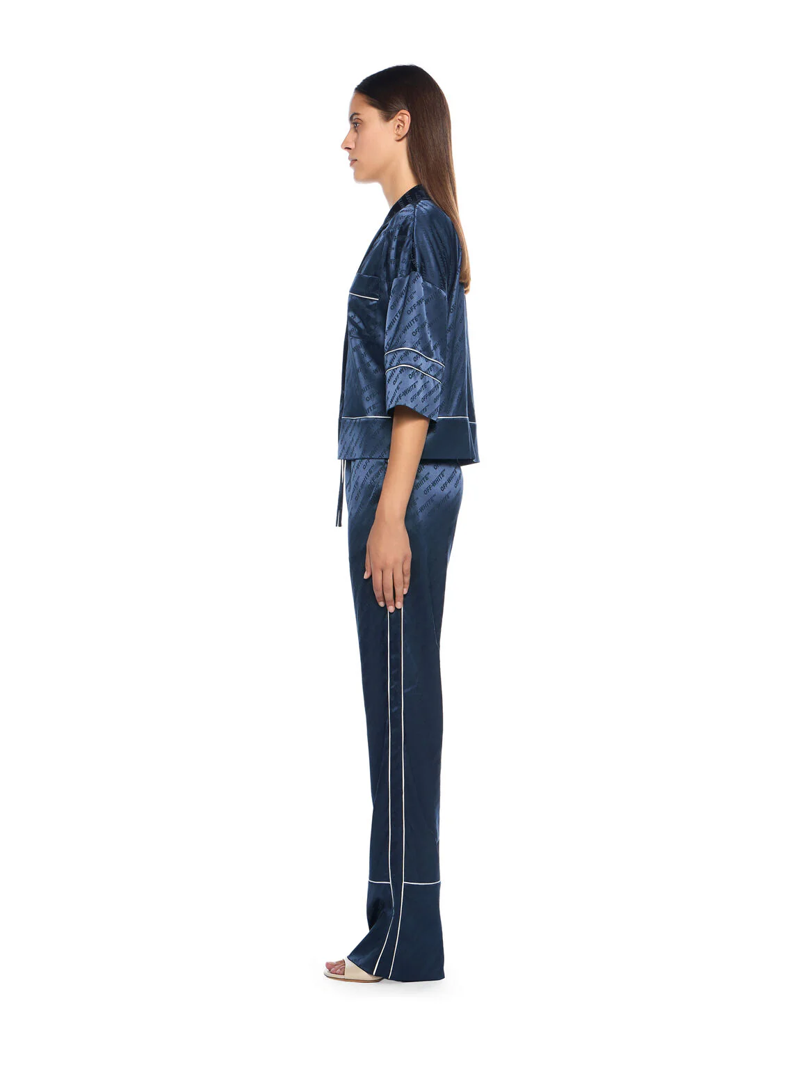 Jacquard satin pajama shirt - Image 3