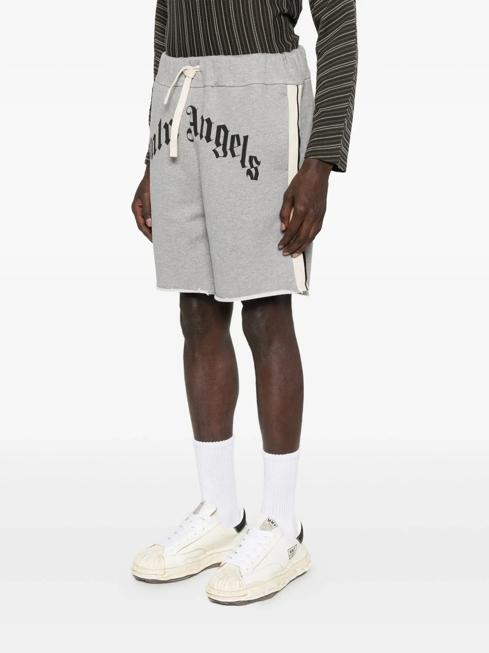 Curved logo track sweatshort grey melang - Image 3